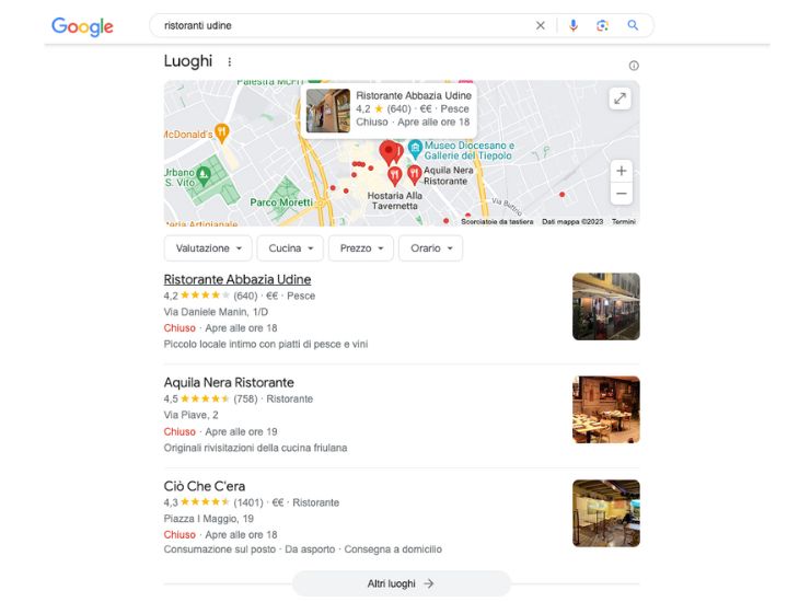 Dove appare la scheda Google Business Profile: Google Local Pack